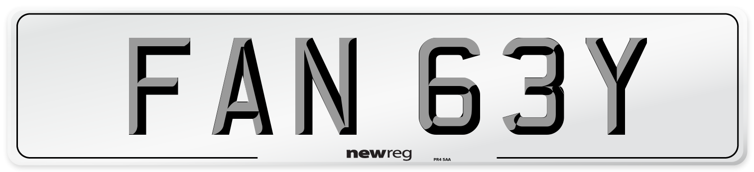 FAN 63Y Number Plate from New Reg